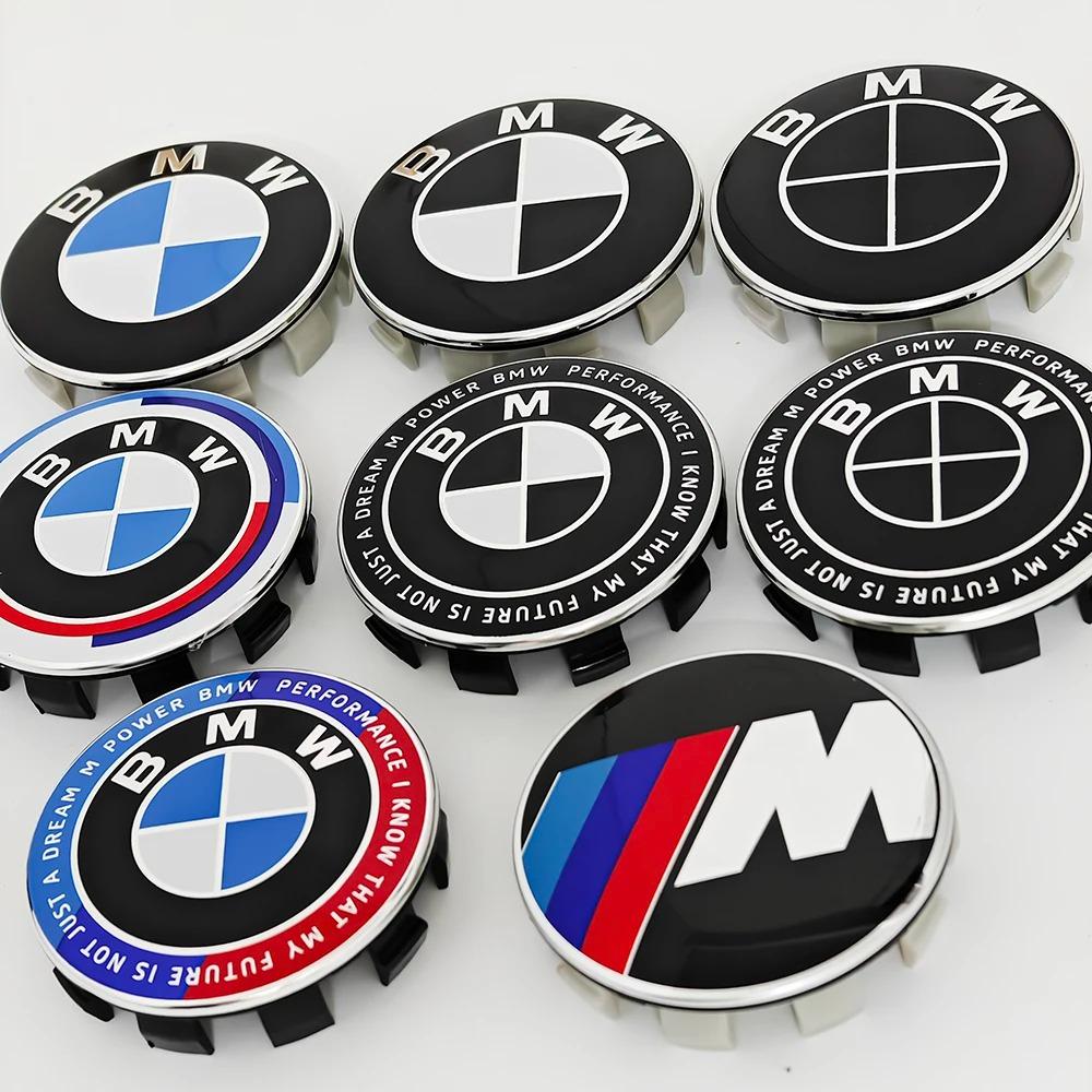 For BMW M 4pcs For BMW 50th E90 E60 F10 F20 G20 G30 E53 E85 E70 56mm 68mm Blue White Car Hub Cap Wheel Center Cap Emblem Badge Accessories zj6