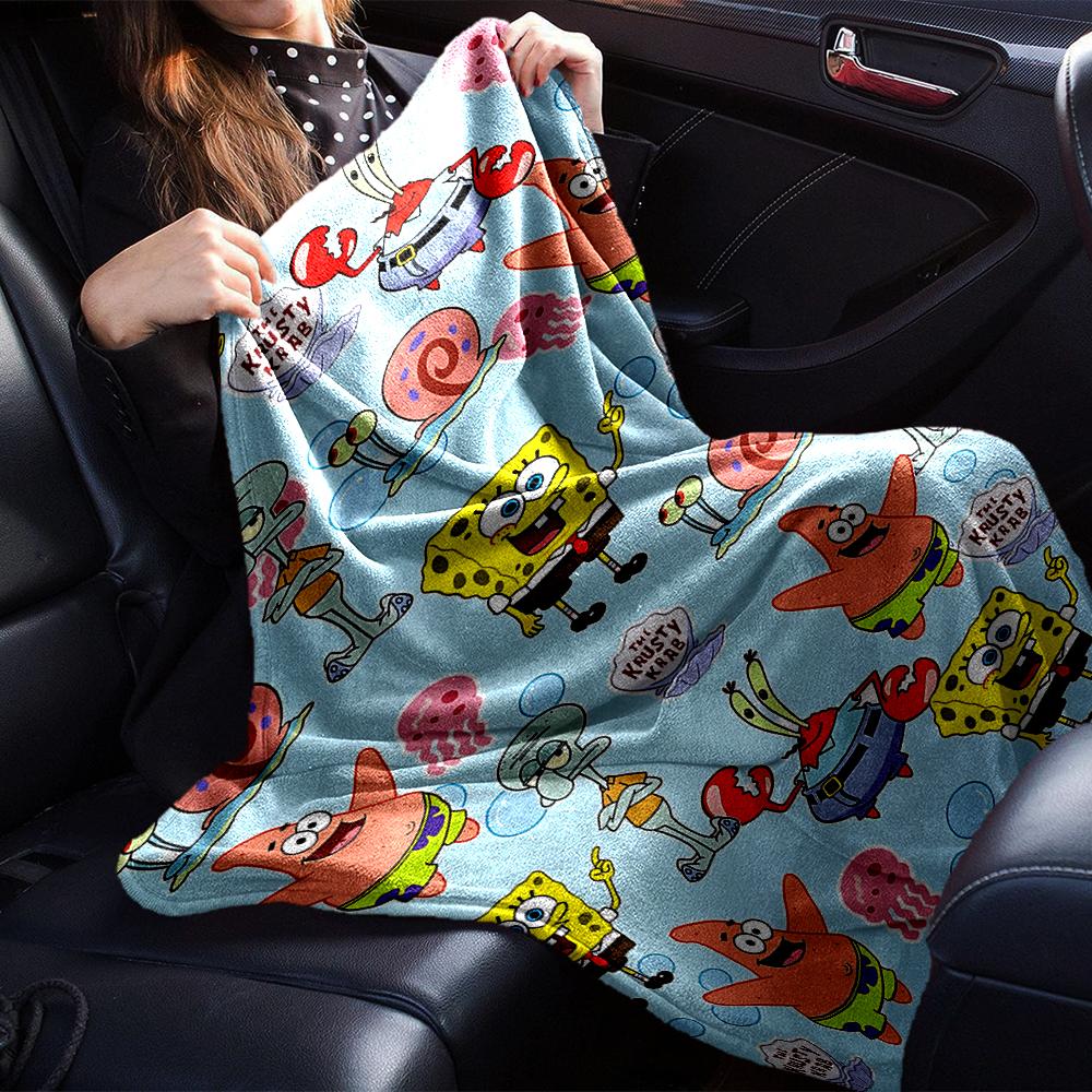 1Pc Spongebob Squarepants Characters Blanket Soft Throw Blanket For Home Bedroom Bed Sofa Travel Office Solid Christmas Blanket