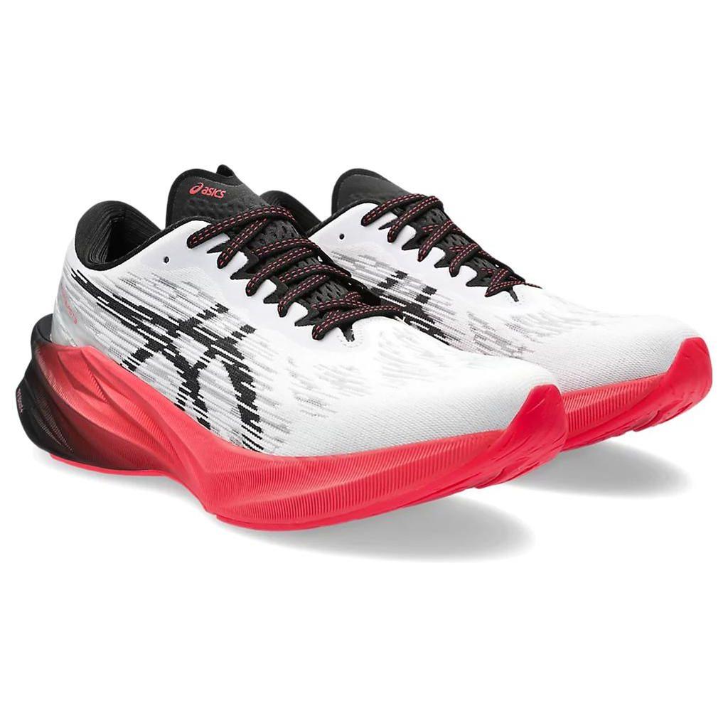 Asics Novablast 3 Белые Черные Электрические Красные Мужские Кроссовки 1011B458-104