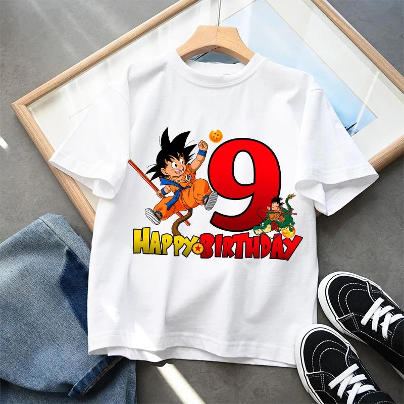 Футболка Dragon Ball Goku Летняя Белая Детская С Короткими Рукавами Хлопковая Одежда Мультяшное Аниме Детская Каваи Милая Подарки Дышащая Мягкая