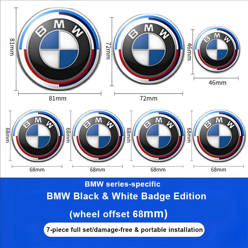 kfwhl7 1/4/7pcs 81/72/46/56/68/mm Car Front Rear Logo Wheel Hub Center Cover Steering Wheel Center Stickers For BMW E36 E46 E90 E60 E39