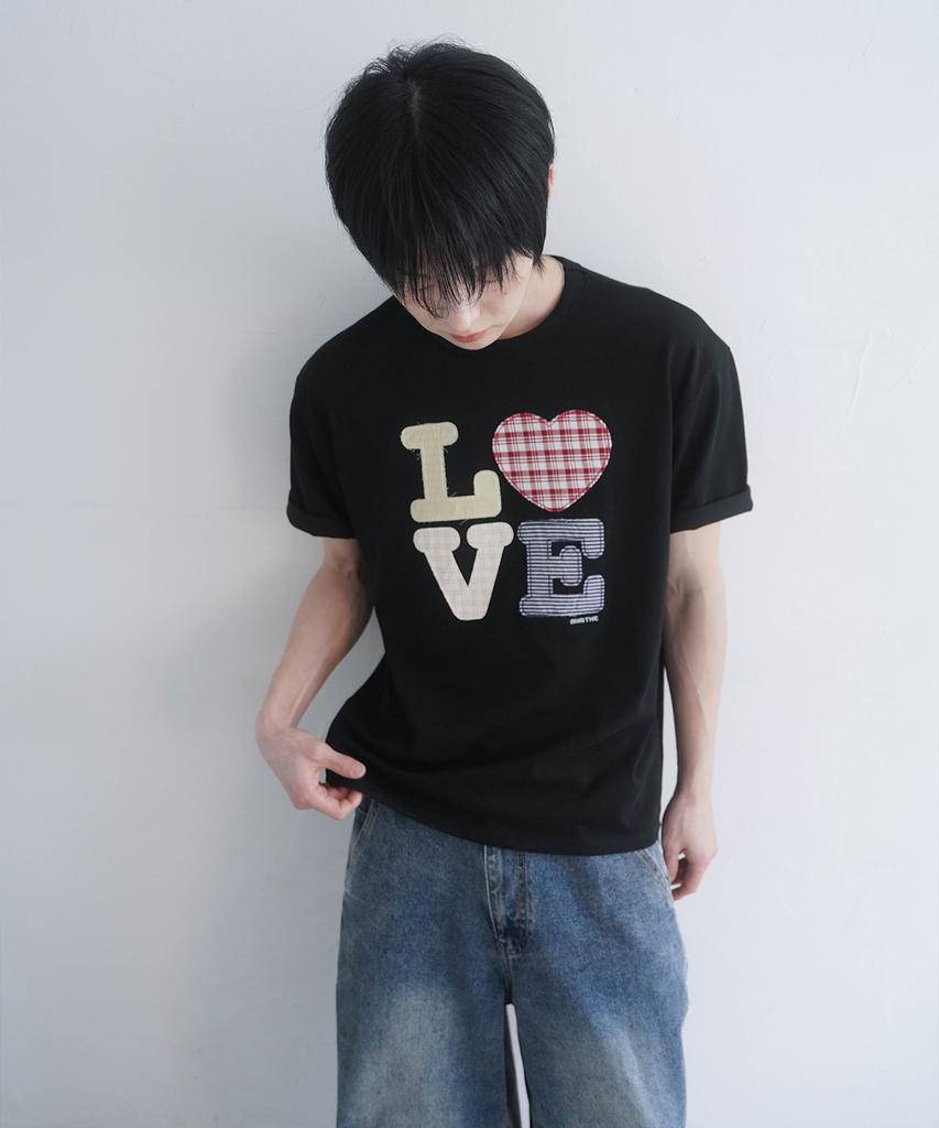 Mimdeowodeulobeu Футболка с патчами Hello World Love_Черная