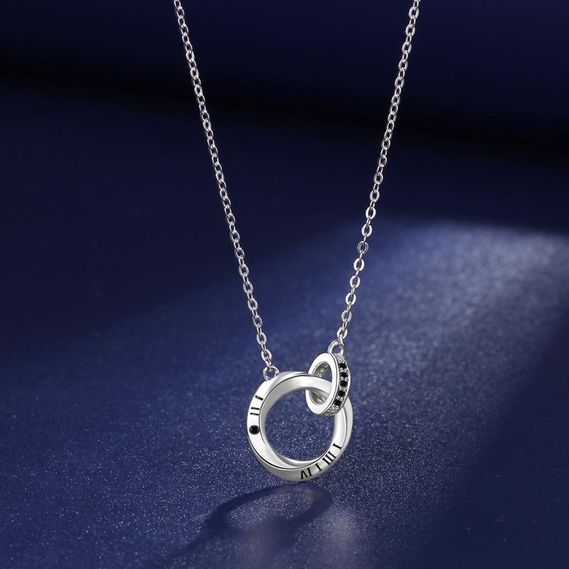 Mobius Couple Double Ring Necklace Female Korean Version Niche Light Luxury High Sense Couple Gift Girl Premium