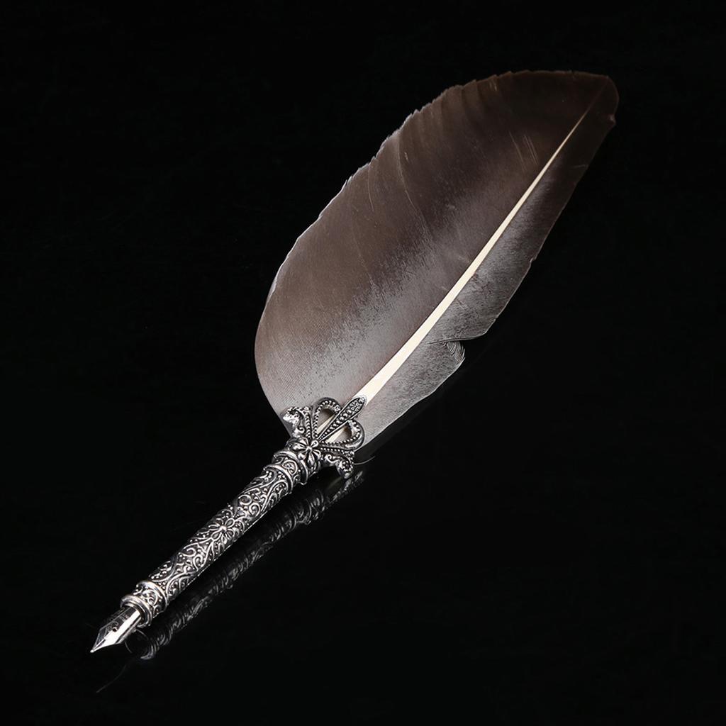 English Calligraphy Feather Dip Quill Pen Writing Ink Set Stationery Gift Box with 5 Nibs