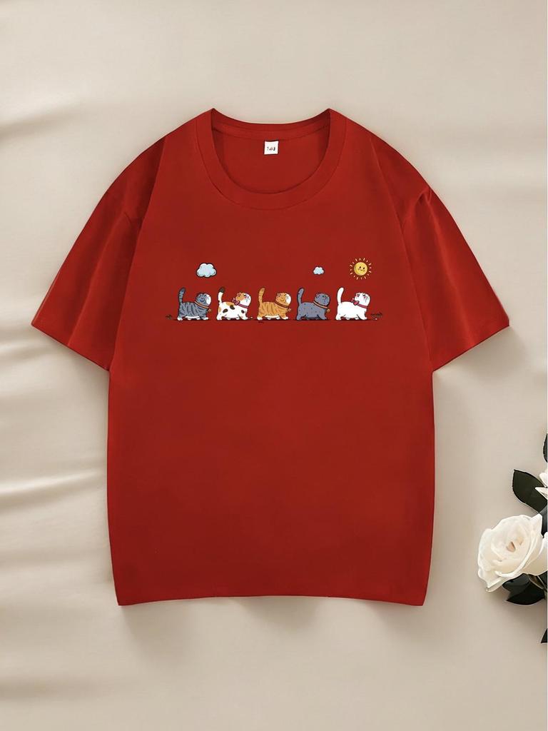 220 г Детская хлопковая футболка с рисунком – Модная с коротким рукавом для мальчиков и девочек