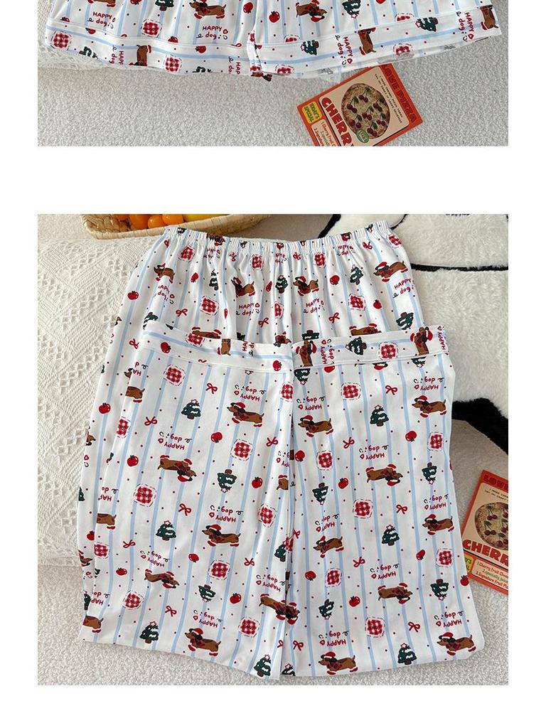 Мультяшный Дачхунд в горошек и полоску Женский пижамный комплект - С коротким рукавом, в корейском стиле, Домашняя одежда из трех предметов.