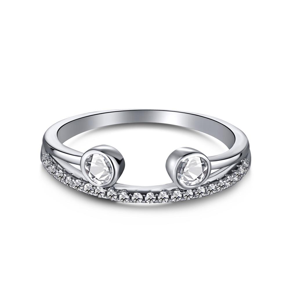 Tancise Women Classic 925 Sterling Silver Zircon Ring Ladies Jewelry Wedding Promise Party Gift