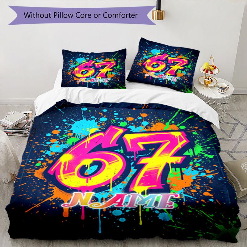 3PC Custom Name Colorful Splatter Art Bedding Set Printed Bedding Set Duvet Cover Closure Includes 1 Duvet Cover & 204 Pillowcases for Bedroom
