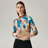 Zhaojun Women's 100% Cashmere Abstract Print Semi-High Neck Sweater