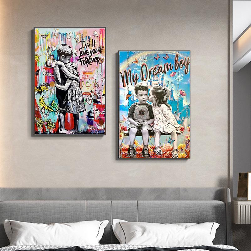 Абстрактное граффити, художественный постер и принт, холст для мальчиков и девочек, современная настенная художественная картина для украшения дома в гостиной