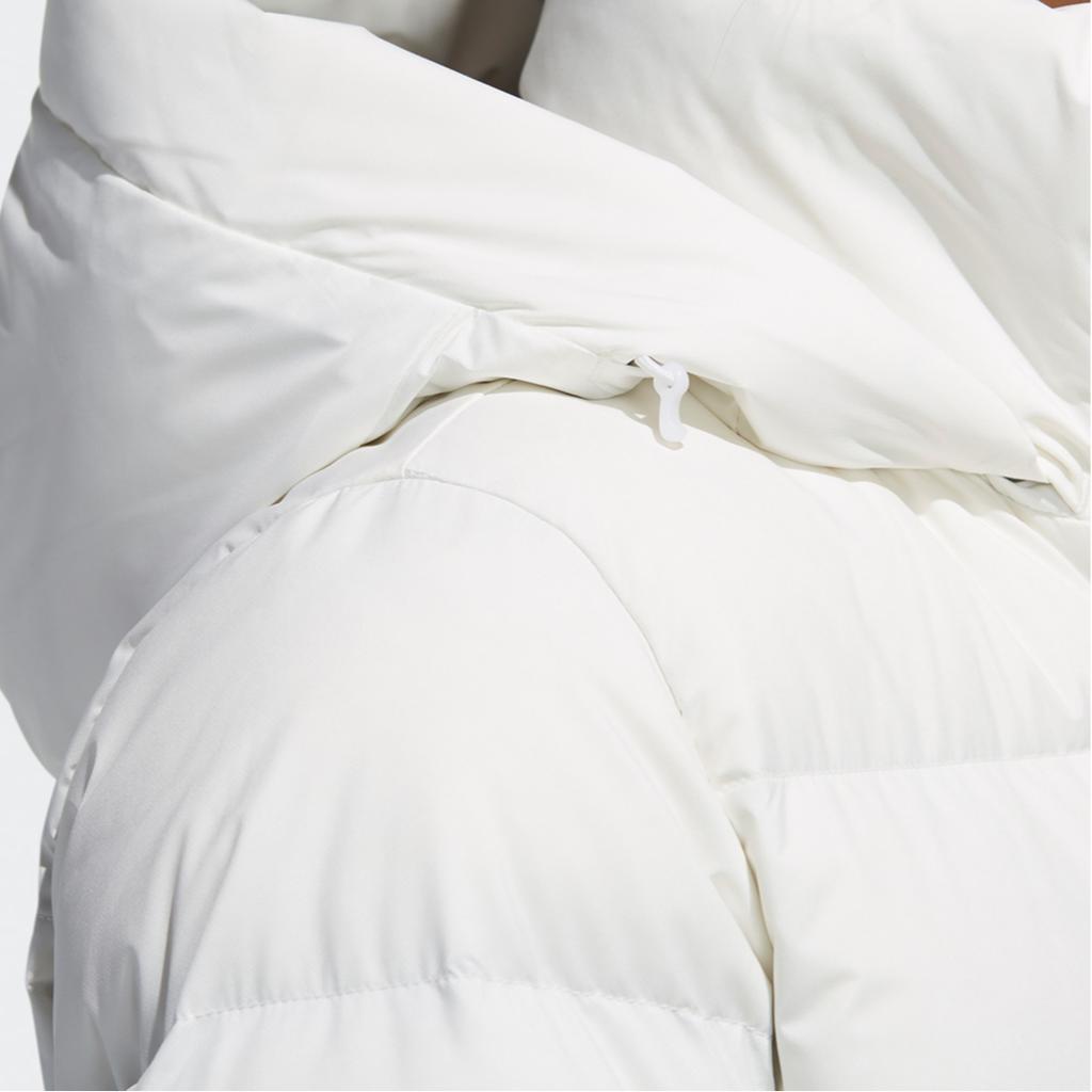 Adidas Женская длинная пуховая парка, теплая уличная спортивная куртка средней длины с капюшоном, зимняя женская куртка ярко-белого цвета EH3986