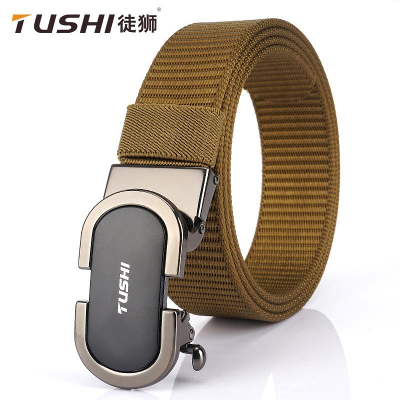 Новый мужской ремень для поездок на работу с автоматической пряжкой из нейлона, универсальный двухслойный толстый ремень для отдыха на природе