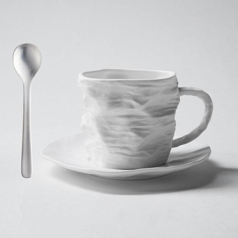 Folded Texture Ceramic Mug Creative Black and White Coffee Mug Milk Mug Office Water Cup Tea Cup Household Couple's Cups