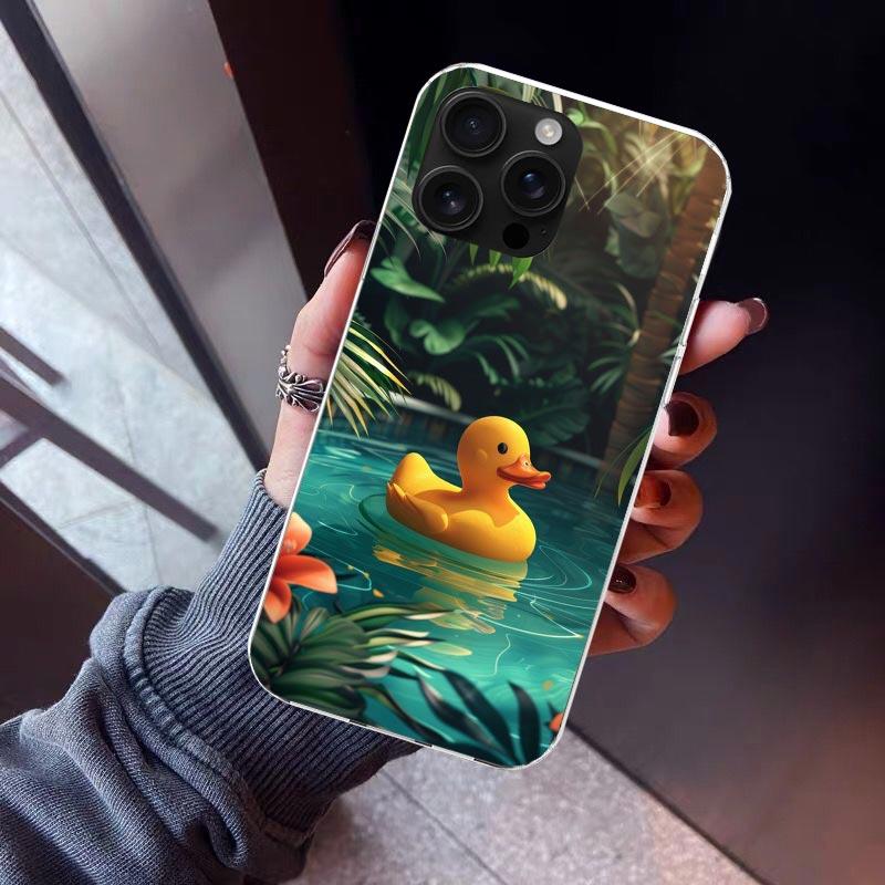 Чехол для телефона с резиновыми уточками в бассейне для iPhone 17 Air 16 15 Pro Max 14 Plus 13 Mini 12 11 Чехол 7 8 SE Силиконовый корпус Печать Fu