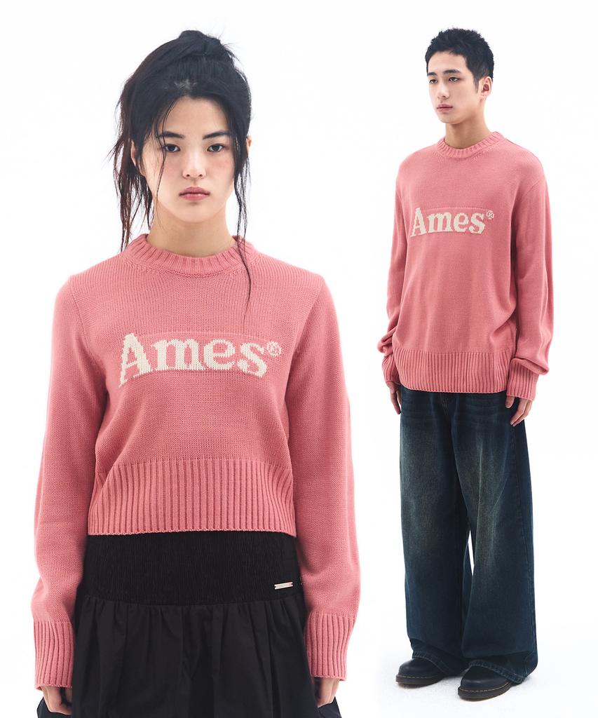AMES-WORLDWIDE Базовый вязаный пуловер Розовый