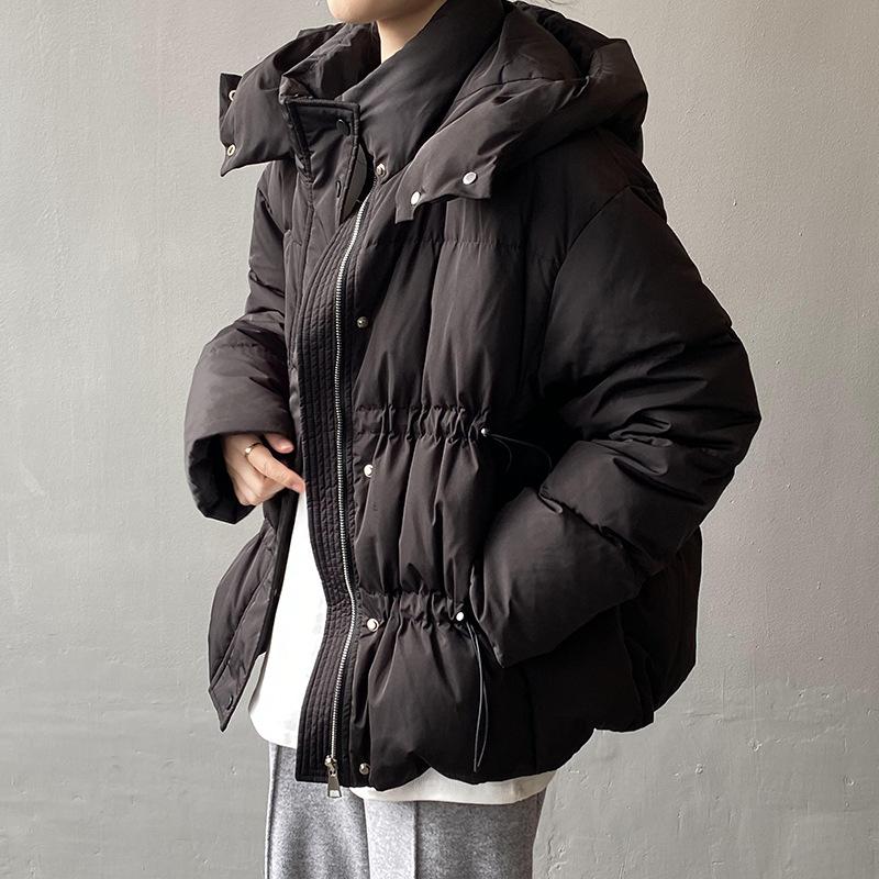 Solid Women's Winter Autumn Down Jacket Hooded Collar Short Single-Breasted Coat Preppy Style Parka Ladies Chic Outwear Female