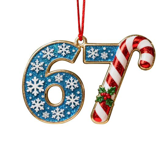 67 Christmas Ornament 2D Flat Funny Six Seven Meme Christmas Decoration Gifts for Teens Adults Humor Lovers