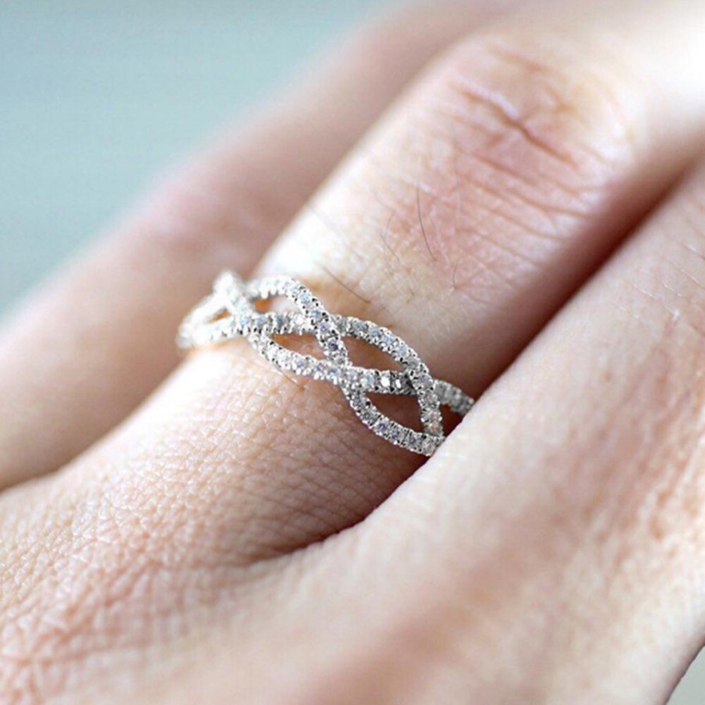 Помолвочное кольцо из меди с гальваническим покрытием и белым цирконием K-типа - популярные европейские и американские ювелирные изделия