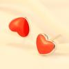 Red Heart Earrings Sweet Temperament Red Glue Love Heart Earrings for Women
