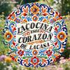 2D Flat Gorgeous Lacocina Round Wooden Sign, Charming Decorative Plaque with Flowers Pattern Design, Ideal for Outdoor, Lawn, Home Decor