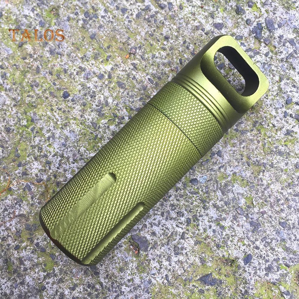 Компактный водонепроницаемый контейнер-капсула из алюминиевого сплава с рифленой рукояткой для активного отдыха