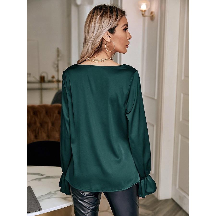 Elegant Blouses & Shirts Temperament In Early Spring Silk Pullover Pile Collar Straight Tube Women's Shirt