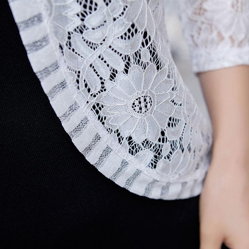 Lace Cardigan Thin Coat Women's Summer Korean Slim Plus Size Seven Quarter Sleeve Shawl Top Versatile Sun Protection Shirt