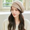 Ladies Winter Pile Hat Baggy Knitted Solid Color Elastic Retro Style Women Cap Anti-slip Warm Beret for Outdoor Activities Daily Wear