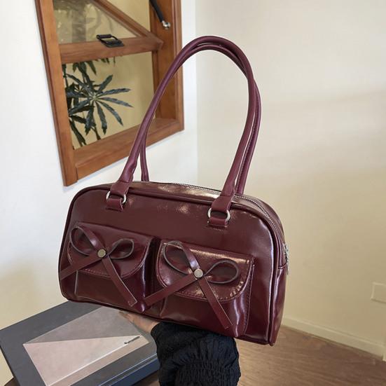 Женская сумка-тоут из искусственной кожи, наплечная сумка с милыми бантиками, водонепроницаемая повседневная сумка для поездок на работу, прогулок по улице, ежедневных дел