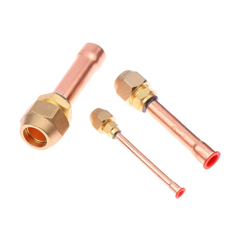 1Pc Air Conditioning Copper Pipe With Forged Brass Sae 1/4 3/8 5/8 1/2 3/4 Threaded Connector Fitting Adapter -20 To 120℃