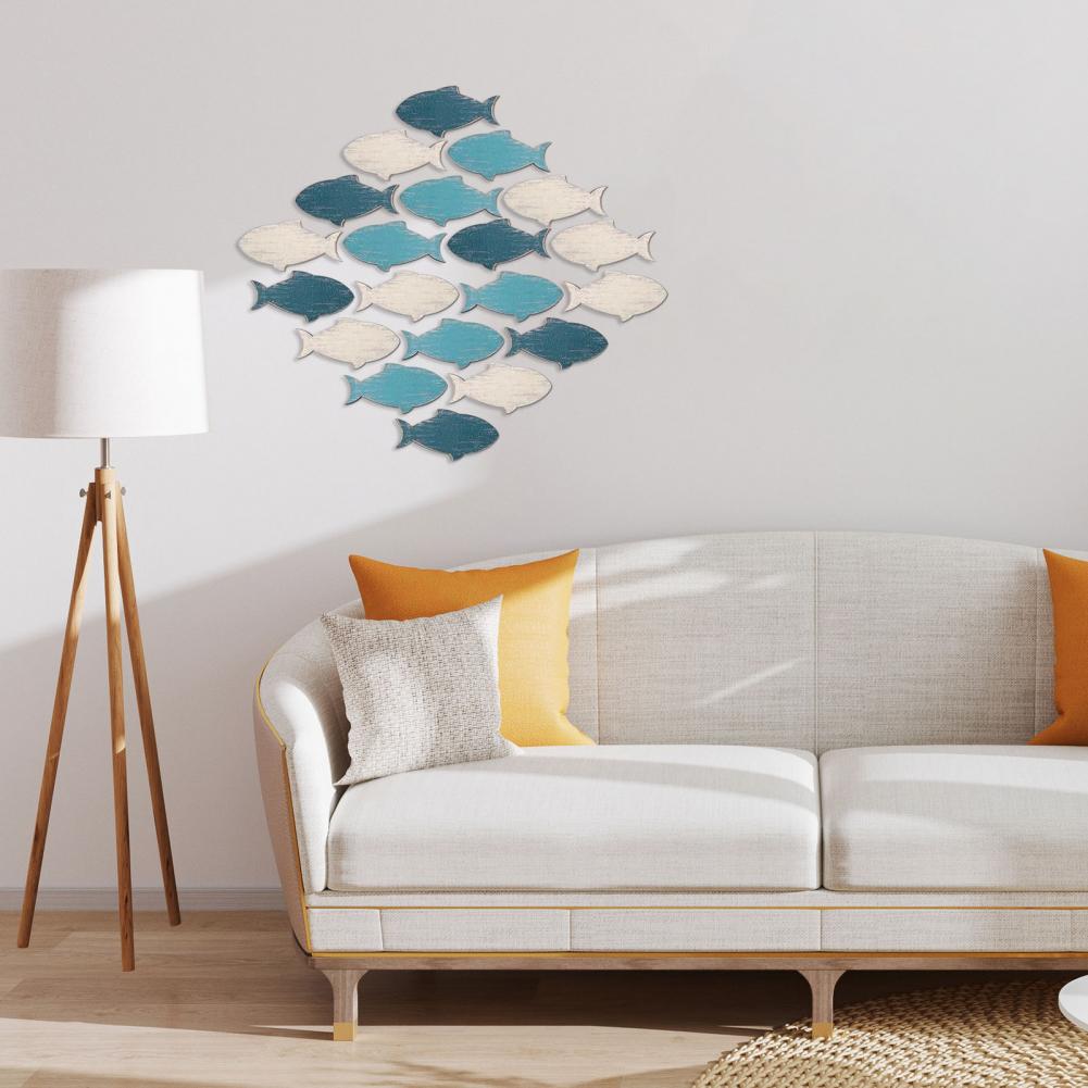 Комнатные Рыбные Украшения Прибрежная Тематика Деревянное Рыбное Искусство Морской Прибрежный Набор Деревянных Рыб для Настенного Декора Пляжный Дом у Озера Искусство для Ванной
