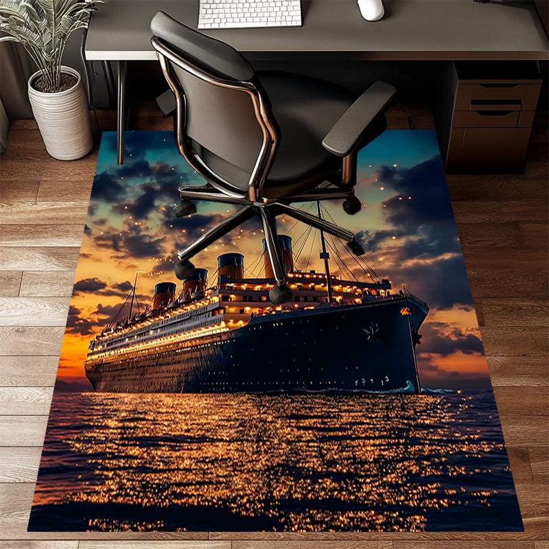 Titanic Polyester Carpet, Soft Indoor Mat for Office Chair, Living Room, Computer Desk - Decorative Home Office Rug Design