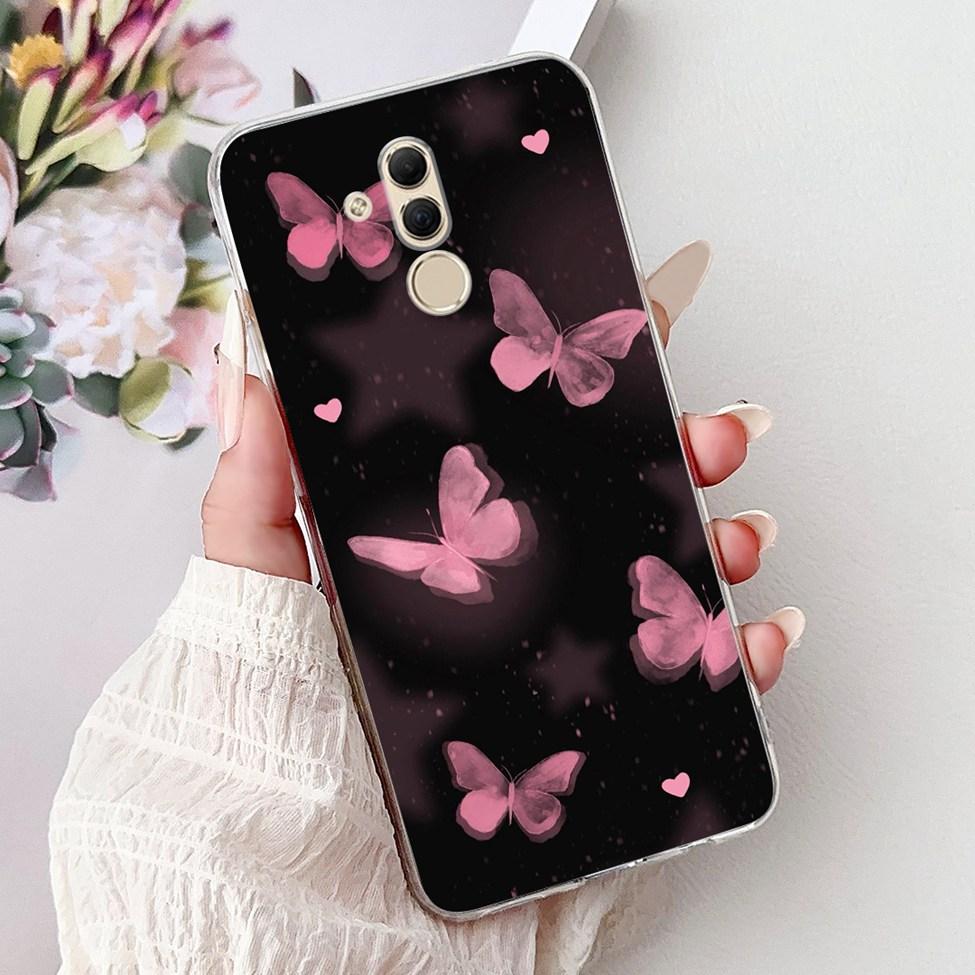 Clear For Huawei Mate 20Lite SNE-LX3 INE-LX2 Back Cover For Huawei Mate 20 Lite Case Cute Cartoon Cat Luxury Flowers Funny Funda