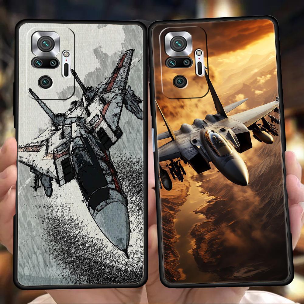 Чехол для телефона Cover для Redmi 14C 13C 10C Note 14 13 12 10 11 K40 K50 Gaming Pro Plus 5G Мягкий ТПУ корпус Истребитель Fundas Capas