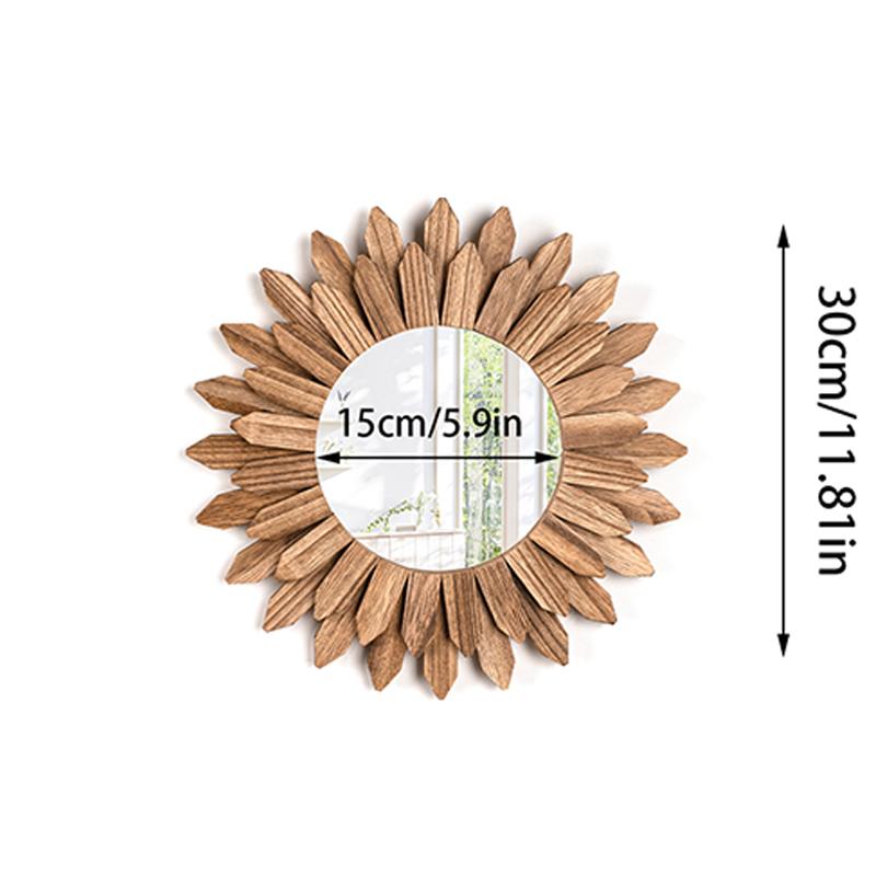 Wooden Wall Mounted Decorative Mirror Bohemian Rustic Wood Farmhouse Mirror