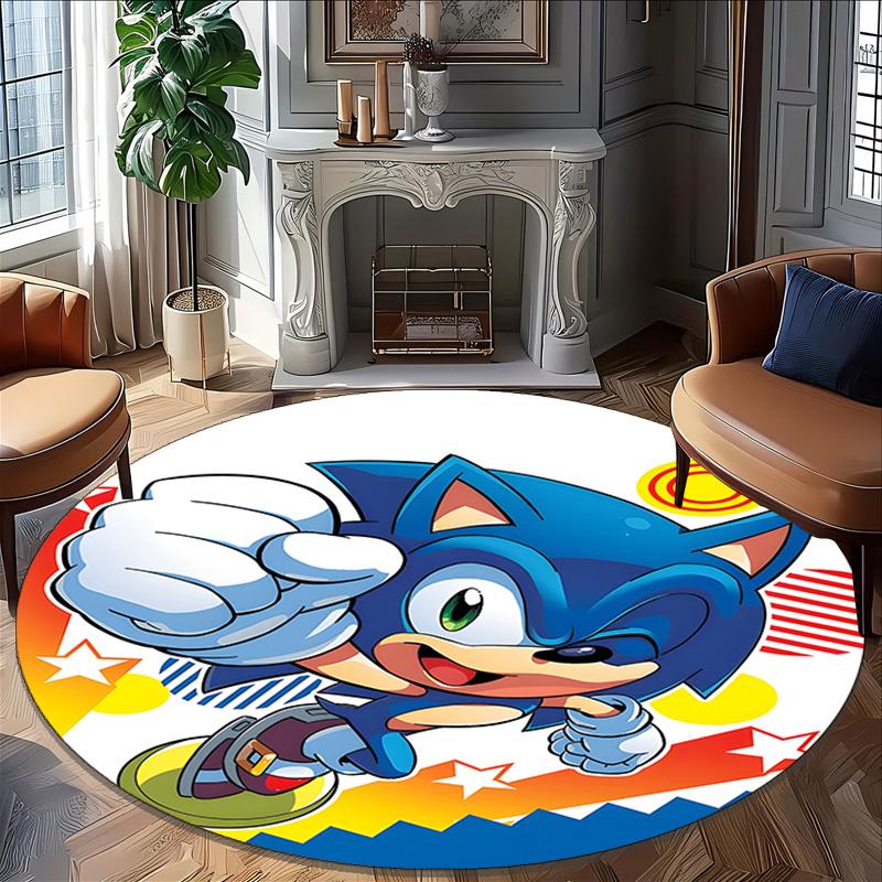 1pc Sonic4 Print Round Carpet Chair Round Carpet Suitable for Bedroom Living Room Home Decorative Carpet