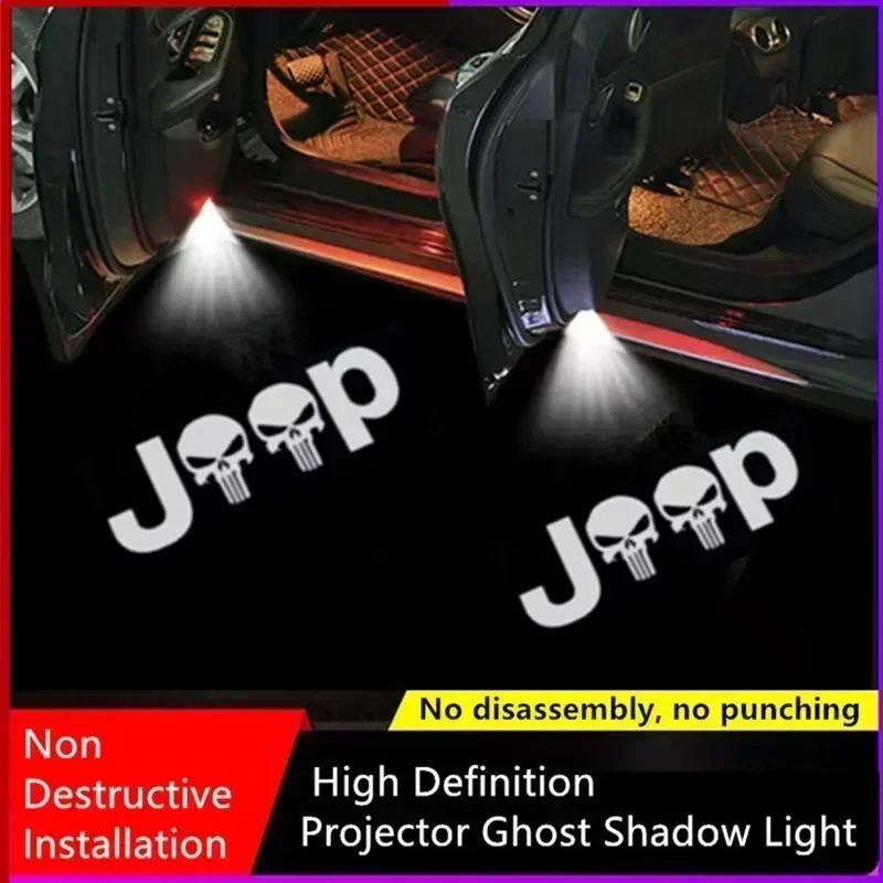 Car Welcome Lighting Auto Accessories Neon Led Projector Light For JEEP Wrangler JK JL TJ Renegade Grand Cherokee logo