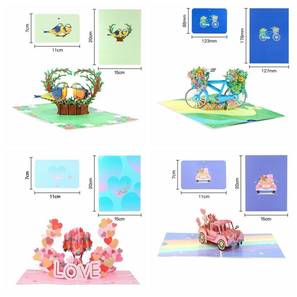 Love Forever Pop UP Greeting Cards Handwriting 3D Love Postcard Birthday