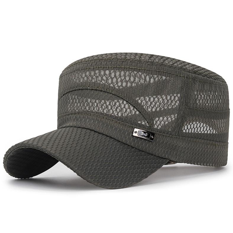 Men's Fashion Mesh Casual Breathable Sunscreen Hat Summer Outdoor Flat Top Cap