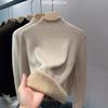 Half High Collar and Thick Velvet Winter Base Sweater for Women, Soft and Stylish, with Warm and Integrated Velvet Sweater Inside