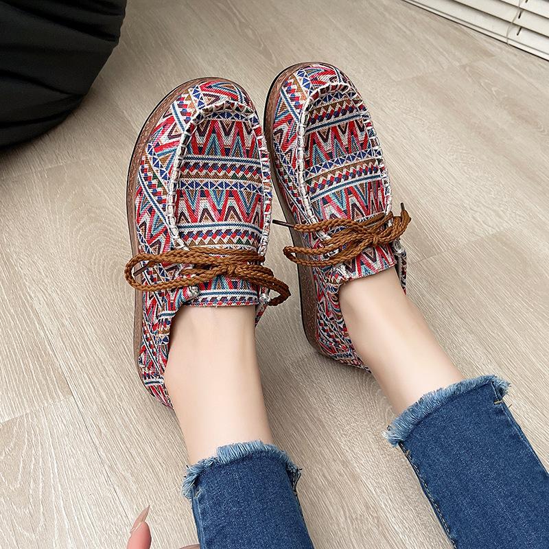 Модная обувь женская 2025 шнуровка женские балетки модный принт горячая распродажа большой размер бестселлер легкая уличная повседневная плоская одинарная обувь