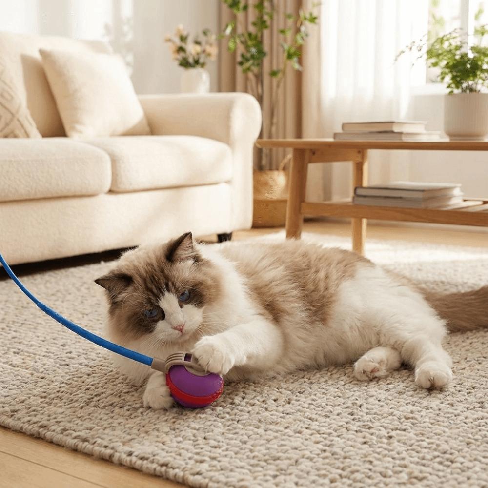Adjustable Cat Teaser Ball Small Tail Electric Cat Teaser Interactive Cat Toys Energy-Consuming