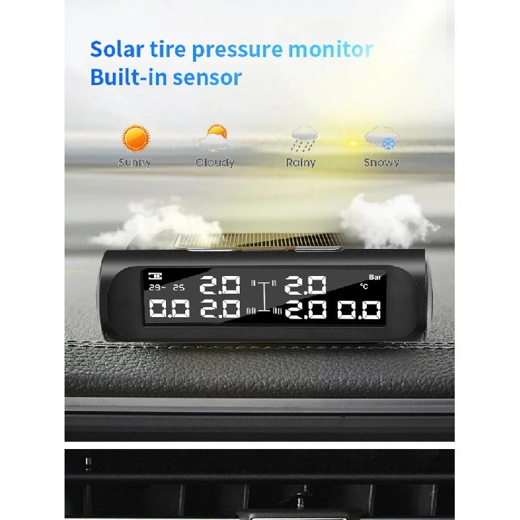T1 Truck 6-Wheel External Tire Pressure Monitoring Solar Energy/usb Powered Temperature Tire Pressure Monitoring Rv/pickup Truck