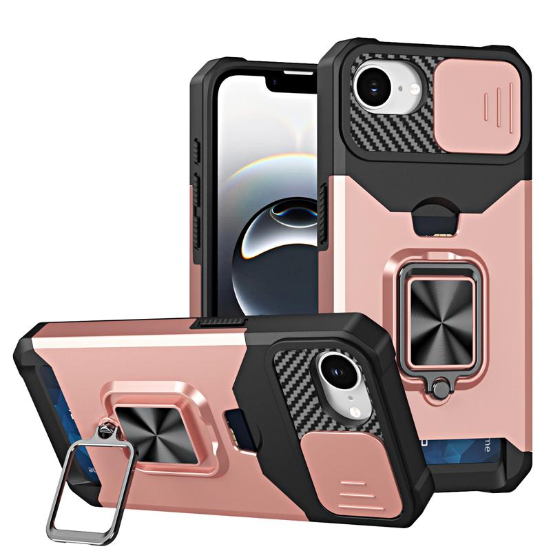 Ударопрочный тяжелый жесткий чехол с металлической подставкой и слотом для карт для iPhone 16 Pro Max 15 Pro Max 14 Pro Max