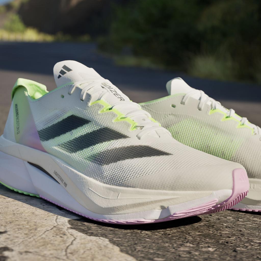 adidas Adizero Boston 12 Облачно-белый Основной черный Зеленая искра