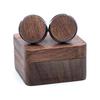 1 Pair Wooden Cufflinks with Storage Box Portable Magnetic Closure Men French Style