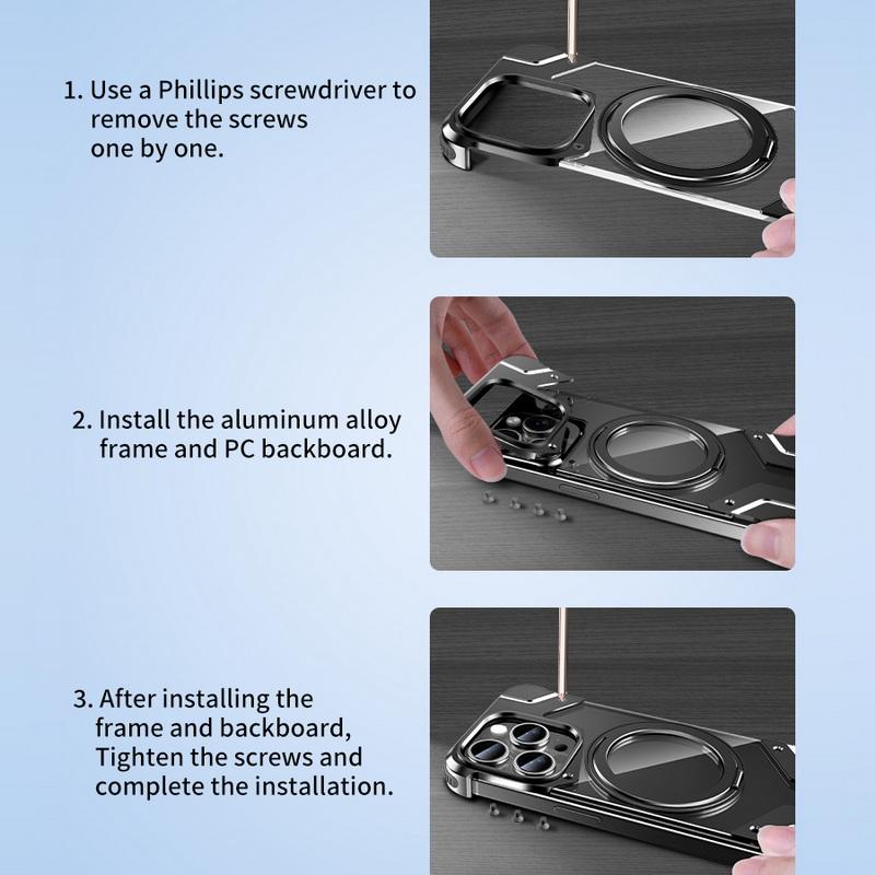 Aluminum Alloy Frameless Heat Dissipation Case For iPhone 17 Pro Max Air 16 15 14 13 Pro Max Wireless Charge Shockproof Magnetic Bracket Bumper Cover