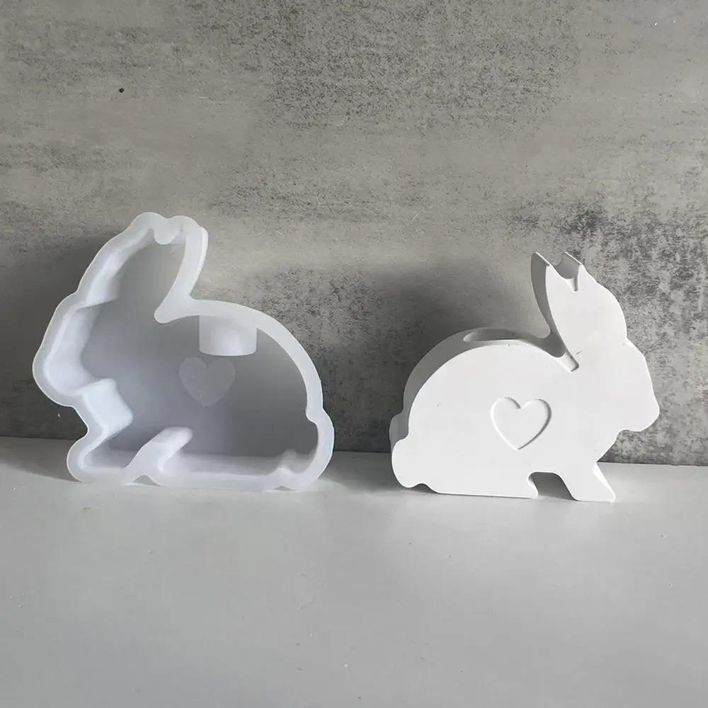 Cartoon Rabbit Candlestick Molds Handmade Bunny Tealight Molds  Home Table Decoration