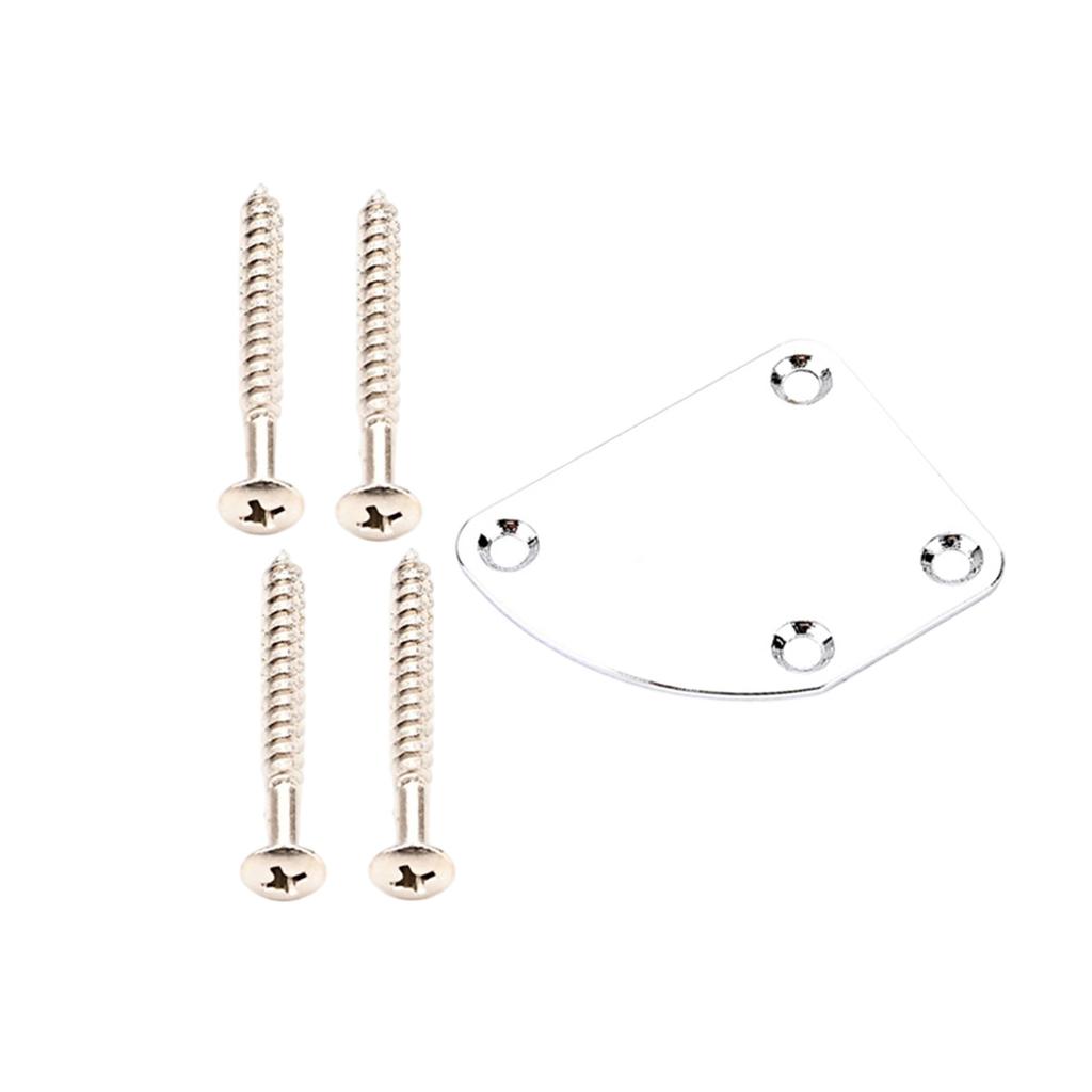 Electric Guitar Neck Plate with Screws 4 Holes Guitar Neck Joint Board Replacement Neckplate Electric Guitar Bass Parts