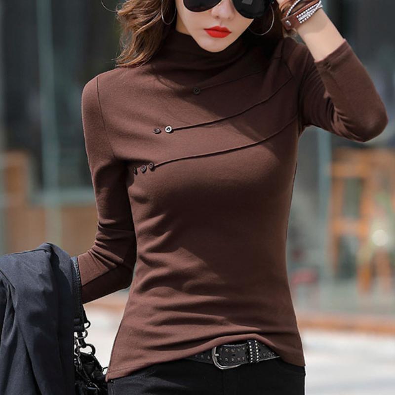 Женская одежда, осенне-зимняя рубашка с бархатным низом, приталенный теплый топ, женские однотонные модные топы с длинными рукавами